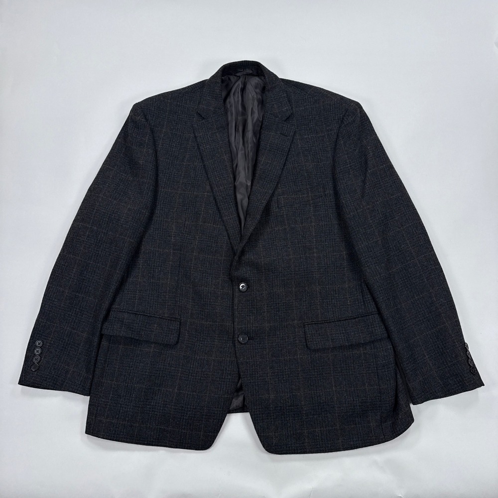 Lauren Ralph Lauren Mens Blazer 46R Charcoal Plaid Wool Sport Coat Old Money